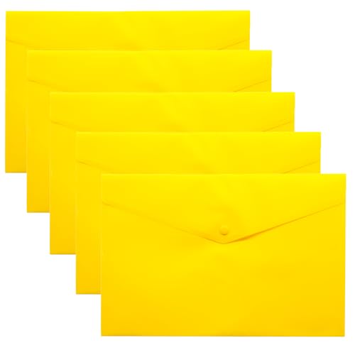 eco-eco eco080_Yellow A3 50% recycelte Dokumentenmappe mit Druckknopf, Kunststoff, 5 Stück von eco-eco