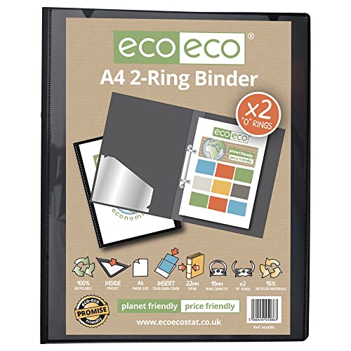 eco-eco eco086 Ringbuch, A4, 95% recycelt, 22 mm Rücken, 2 Ringe, Schwarz eco-eco eco086 Ringbuch, A4, 95% recycelt, 22 mm Rücken, 2 Ringe, Schwarz von eco-eco