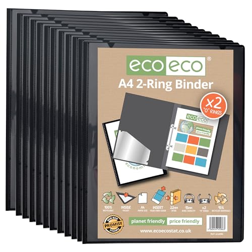 eco-eco eco086 x 12 A4 95% recyceltes Präsentationsbuch, 22 mm Rücken, 2-Ringbuch, Schwarz, 12 Stück eco-eco eco086 x 12 A4 95% recyceltes Präsentationsbuch, 22 mm Rücken, 2-Ringbuch, Schwarz, 12 Stück von eco-eco