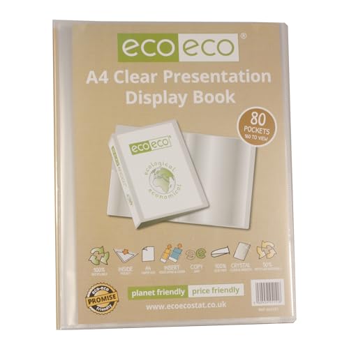 eco-eco eco151 Präsentationsbuch, A4-Format, 50% recycelt, 80 Taschen, transparent, Aufbewahrungsbox, Portfolio, Kunstmappe mit Kunststoffhüllen, transparent eco-eco eco151 Präsentationsbuch, A4-Format, 50% recycelt, 80 Taschen, transparent, Aufbewahrungsbox, Portfolio, Kunstmappe mit Kunststoffhüllen, transparent von eco-eco
