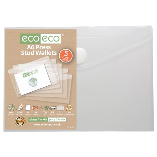 eco-eco eco155 Sichthülle mit Druckknopf, A6, 95% recycelt, Kunststoff, 5 Stück eco-eco eco155 Sichthülle mit Druckknopf, A6, 95% recycelt, Kunststoff, 5 Stück von eco-eco