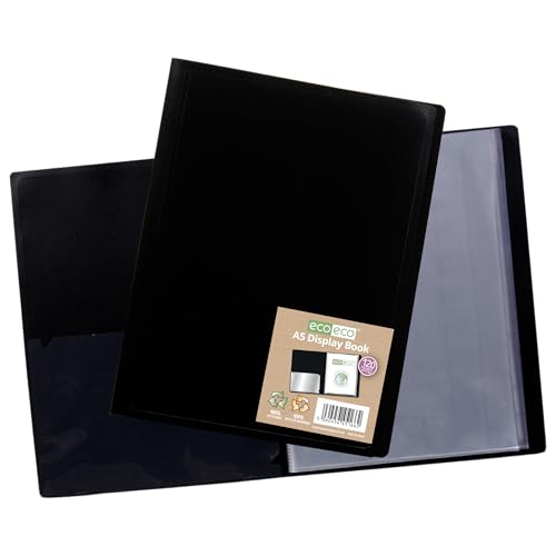 eco-eco eco166 A5 100% recyceltes Buch mit 120 Taschen, flexibler Einband, Schwarz von eco-eco