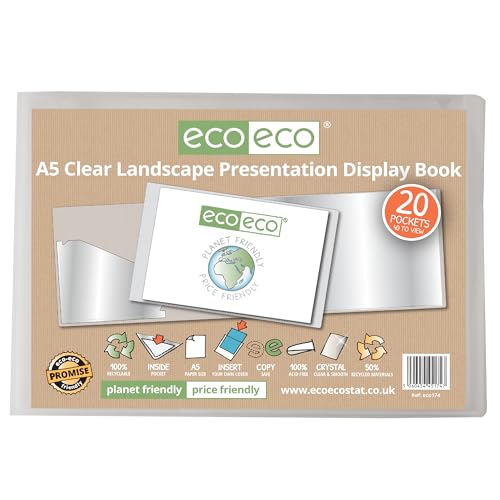 eco-eco eco174 Präsentationsmappe, A5, 50% recycelt, 20 Taschen, transparent, Querformat, Präsentationsmappe, Portfolio, Kunstmappe mit Kunststoffhüllen, transparent eco-eco eco174 Präsentationsmappe, A5, 50% recycelt, 20 Taschen, transparent, Querformat, Präsentationsmappe, Portfolio, Kunstmappe mit Kunststoffhüllen, transparent von eco-eco