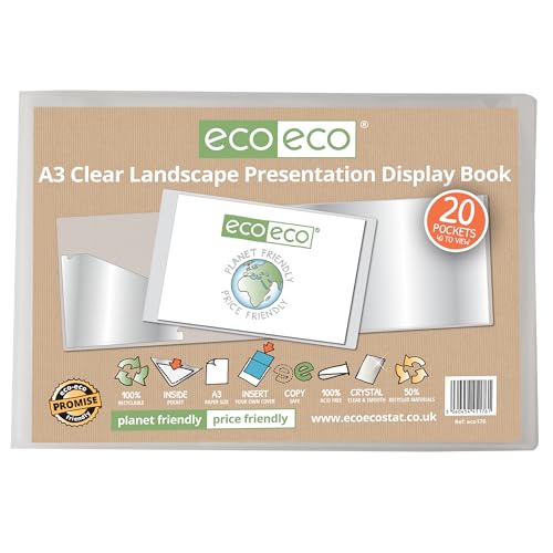 eco-eco eco176 Präsentationsbuch, A3, 50% recycelt, 20 Hüllen, transparent, Querformat, Aufbewahrungsetui, Kunstmappe mit Kunststoffhüllen, transparent eco-eco eco176 Präsentationsbuch, A3, 50% recycelt, 20 Hüllen, transparent, Querformat, Aufbewahrungsetui, Kunstmappe mit Kunststoffhüllen, transparent von eco-eco