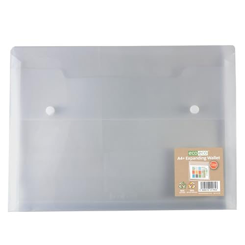 eco-eco eco184 Dokumentenmappe, A4, 100% recycelt, transparent, 2 Druckknöpfe, erweiterbar, 330 x 240 mm, 300 mic, transparent eco-eco eco184 Dokumentenmappe, A4, 100% recycelt, transparent, 2 Druckknöpfe, erweiterbar, 330 x 240 mm, 300 mic, transparent von eco-eco