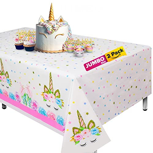 Unicorn Tablecloth, Set of 2 Unicorn Table Cloth for Birthday Party, Extra-Large 108?x54? Disposable Table Cover, Ideal Party Supplies for Unicorn Themed Baby Shower and Birthday Decoration for Girls von ecoZen Lifestyle