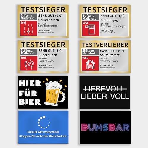 120x Malle Sticker in Top-Qualität mit UV-Beschichtung | 8 Motive x 15 Sticker | 2025 Edition | Malle Sticker Set Mallorca Stickerset Aufkleber Saufen Must Have Stiftung Malle Test Festival Party 120x Malle Sticker in Top-Qualität mit UV-Beschichtung | 8 Motive x 15 Sticker | 2025 Edition | Malle Sticker Set Mallorca Stickerset Aufkleber Saufen Must Have Stiftung Malle Test Festival Party von ecomq