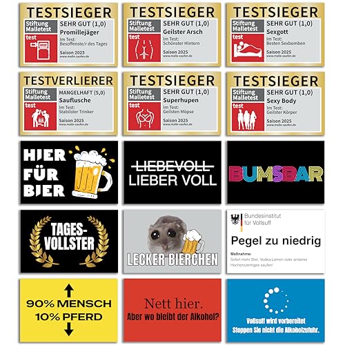 150x Malle Sticker Set in Top-Qualität mit UV-Beschichtung | 15 Motive x 10 Sticker | 2025 Edition | Set Stickerset Malle Aufkleber Saufen Party Stiftung Malle Test Festival JGA von ecomq