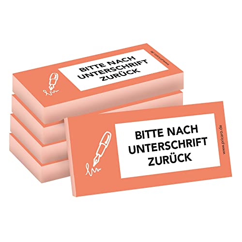 PRICARO Haftnotizen "Nach Unterschrift zurück", orange, 100 Blatt, 5 Stück von ecomserv