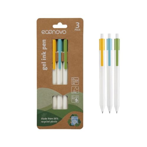 econovo Druckkugelschreiber 0,5 mm / 3 Stück/aus 66% recyceltem Kunststoff/Geltinte in Schwarz/Loch zum Aufhängen Blister/Druck-Gelschreiber Kugelschreiber/Büro Vorschule und Schule/modernes De econovo Druckkugelschreiber 0,5 mm / 3 Stück/aus 66% recyceltem Kunststoff/Geltinte in Schwarz/Loch zum Aufhängen Blister/Druck-Gelschreiber Kugelschreiber/Büro Vorschule und Schule/modernes De von econovo