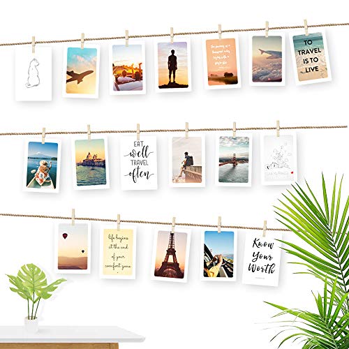 Ecooe Fotoseil für Kreative und Schöne Dekoration DIY Bilderrahmen Wanddekoration 3 Meter Fotoleine mit 30 Mini-Holz-Klammern und 10 spurlosen Nägeln Fotoaufhängung Ecooe Fotoseil für Kreative und Schöne Dekoration DIY Bilderrahmen Wanddekoration 3 Meter Fotoleine mit 30 Mini-Holz-Klammern und 10 spurlosen Nägeln Fotoaufhängung von ecooe