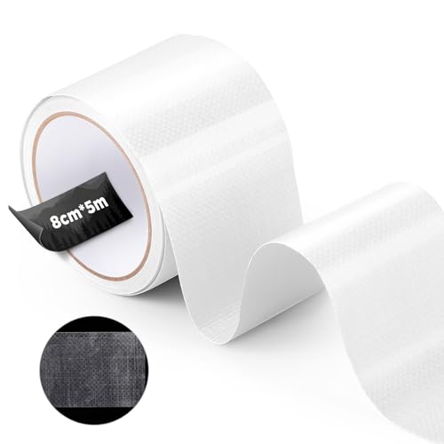 ecooe PE Planenband, Reparaturklebeband 5M x 8CM, Wasserabweisend Klebeband für Gewebeplanen, Planenflicken, lkw abdeckplane, Markise, Zelt, Reparaturband Halbtransparent von ecooe