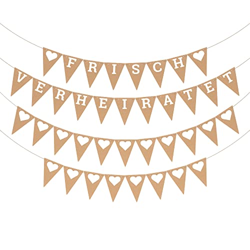 ecooe Vintage Frisch Verheiratet Banner Just Married Girlande Dekoration für Hochzeit Brautdusche romantische Wimpelkette Hochzeit Deko mit 19Stk Buchstaben, 21Stk kleiner Herzen und 2Stk 3M Jute Seil ecooe Vintage Frisch Verheiratet Banner Just Married Girlande Dekoration für Hochzeit Brautdusche romantische Wimpelkette Hochzeit Deko mit 19Stk Buchstaben, 21Stk kleiner Herzen und 2Stk 3M Jute Seil von ecooe