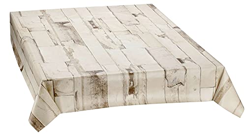 Wachstuch-Tischdecke Door glatt beige braun Holzoptik Outdoor-Tischdecke Breite:140cm Länge:120cm von ecosoul