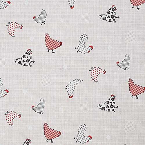 ecosoul Wachstuchtischdecke Chicken Village 1,4m Breite Länge wählbar Meterware Gartentischdecke Wachstuch abwaschbar (140cm x 140cm) von ecosoul