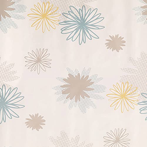 ecosoul Wachstuchtischdecke Pollen Taupe 1,4m Breite Länge wählbar Blumen beige blau gelb Wachstuch Gartentischdecke abwaschbar (140cm x 200cm) von ecosoul