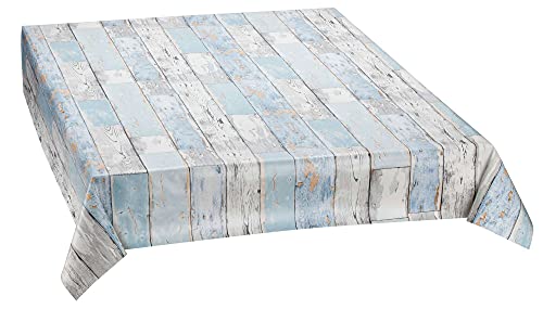 Wachstuchtischdecke Scrapwood (8,50€ / Meter) abwaschbar grau weiß hellblau Holz-Optik Outdoor-Tischdecke Breite:140cm Länge:100cm von ecosoul