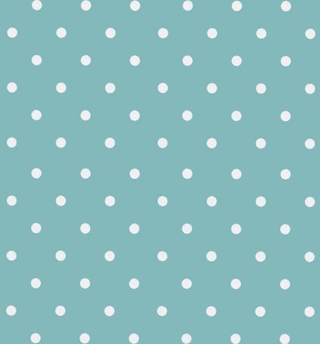 Wachstuchtischdecke Wachstuch in 1,4m Br. glatt Verschiedene Designs PVC Tischdecke Garten Küche Länge wählbar (Dots Vintage blau, 140cm x 100cm) von ecosoul