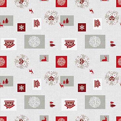 ecosoul Wachstuchtischdecke Christmas Dream Wachstuch Schutzdecke Weihnachten grau rot Bordeaux weiß glatt abwaschbar Meterware Breite:140cm Länge:100cm von ecosoul