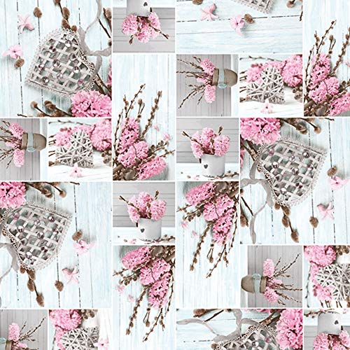 ecosoul Wachstuchtischdecke Wolkentraum Zweige Blumen Herzen rosa grau Schutzdecke Gartentischdecke glatt abwaschbar Meterware Breite:140cm Länge:300cm von ecosoul
