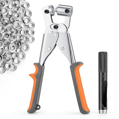 Ecraft Ösenzange-WerkzeugSet: (10 mm) mit 500 silbernen Ösen Ösenzange Metallösen Kits Ösenlochzange Set Banner Maker Maschine für Stoffe,Planenösen,Sonnensegeln von ecraft