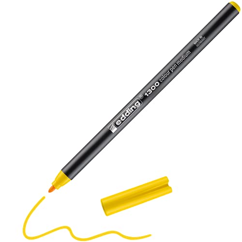 edding 1300 Fasermaler medium - gelb - 1 Stift - Rundspitze 2 mm - Filzstift zum Zeichnen und Schreiben - Filzstift für Schule, Mandala, Bullet Journal von edding