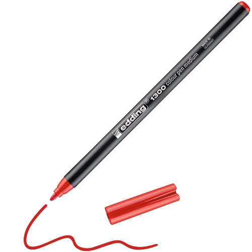edding 1300 Fasermaler medium - rot - 1 Stift - Rundspitze 2 mm - Filzstift zum Zeichnen und Schreiben - Filzstift für Schule, Mandala, Bullet Journal von edding