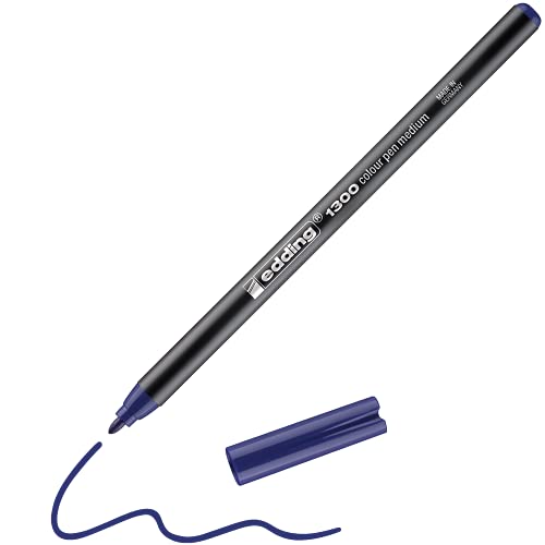 edding 1300 Fasermaler medium - blau - 1 Stift - Rundspitze 2 mm - Filzstift zum Zeichnen und Schreiben - Filzstift für Schule, Mandala, Bullet Journal von edding