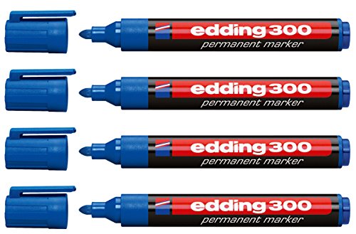 edding 4er Set Permanentmarker 300, nachfüllbar, 1,5-3 mm [ Blau ] von edding