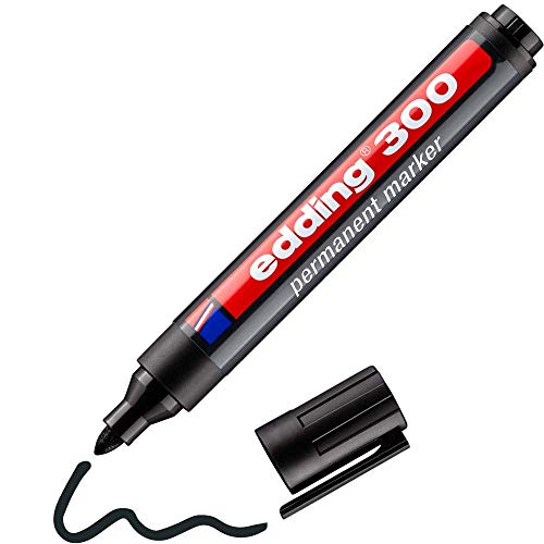 edding 300 Permanentmarker - schwarz - 1 Stift - Rundspitze 1,5-3 mm - wasserfest, schnell-trocknend - wischfest - für Karton, Kunststoff, Glas, Holz, Metall, Glas edding 300 Permanentmarker - schwarz - 1 Stift - Rundspitze 1,5-3 mm - wasserfest, schnell-trocknend - wischfest - für Karton, Kunststoff, Glas, Holz, Metall, Glas von edding