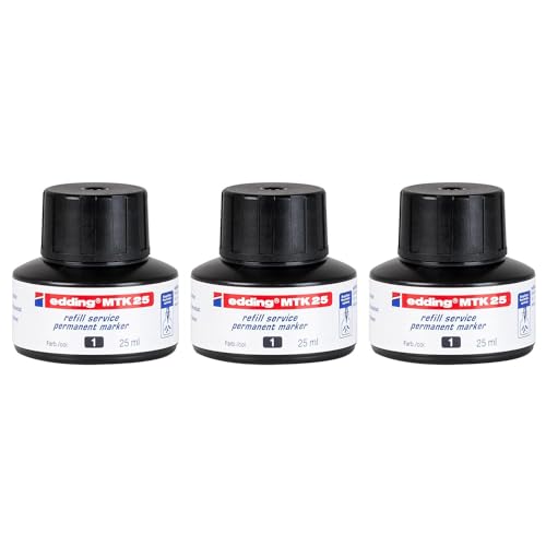 EDDING Capillarité MTK 25 Nachfülltinte für Permanentmarker, Schwarz, 3 Stück EDDING Capillarité MTK 25 Nachfülltinte für Permanentmarker, Schwarz, 3 Stück von edding