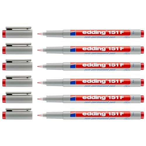EDDING Set mit 6 Filzstiften, non-permanent, 151 F, Rot, feine Spitze, 0,6 mm EDDING Set mit 6 Filzstiften, non-permanent, 151 F, Rot, feine Spitze, 0,6 mm von edding