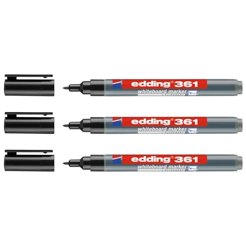 EDDING Whiteboard-Marker 361, feine Spitze, 1 mm, Schwarz, 3 Stück EDDING Whiteboard-Marker 361, feine Spitze, 1 mm, Schwarz, 3 Stück von edding