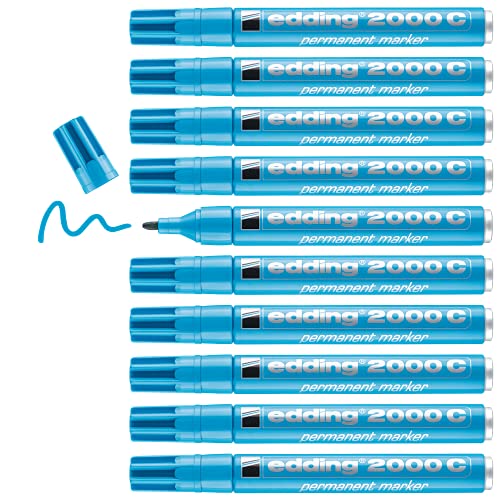 edding 2000 C Permanentmarker - hell-blau - 10 Stifte - Rund-Spitze 1,5-3 mm - schnell trocknender Permanent Marker - wasserfest, wischfest - für Karton, Kunststoff, Holz, Metall - Universalmarker edding 2000 C Permanentmarker - hell-blau - 10 Stifte - Rund-Spitze 1,5-3 mm - schnell trocknender Permanent Marker - wasserfest, wischfest - für Karton, Kunststoff, Holz, Metall - Universalmarker von edding