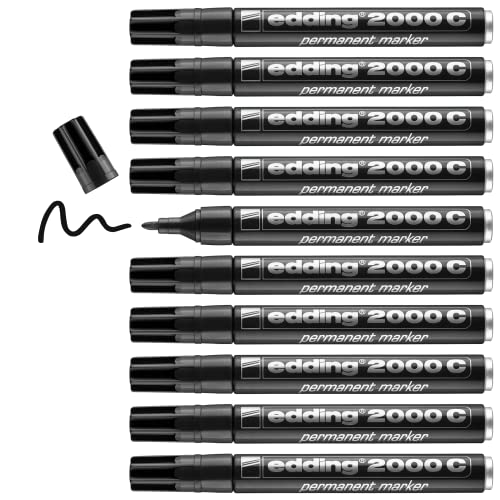 edding 2000 C Permanentmarker - schwarz - 10 Stifte - Rund-Spitze 1,5-3 mm - schnell trocknender Permanent Marker - wasserfest, wischfest - für Karton, Kunststoff, Holz, Metall - Universalmarker edding 2000 C Permanentmarker - schwarz - 10 Stifte - Rund-Spitze 1,5-3 mm - schnell trocknender Permanent Marker - wasserfest, wischfest - für Karton, Kunststoff, Holz, Metall - Universalmarker von edding