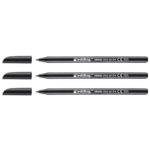 Edding 3 Filzstifte zum Ausmalen, feine Spitze, 1200, Schwarz, 1 mm Edding 3 Filzstifte zum Ausmalen, feine Spitze, 1200, Schwarz, 1 mm von edding
