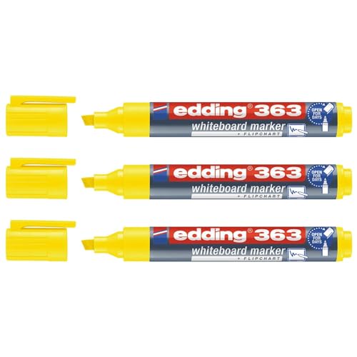 Edding 3 Marker für Whiteboards 363, Gelb, Keilspitze, 1 – 5 mm von edding