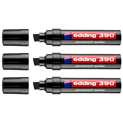 EDDING Permanent Marker 390, Schwarz, abgeschrägte Spitze, 4-12 mm, 3 Stück EDDING Permanent Marker 390, Schwarz, abgeschrägte Spitze, 4-12 mm, 3 Stück von edding