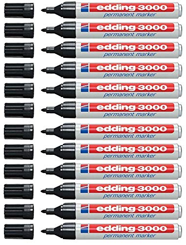 Edding 3000 Permanentmarker (12er-Pack, Schwarz) von edding