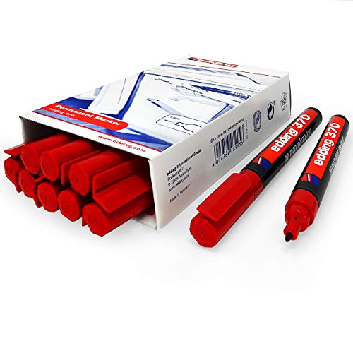 Edding 370 Permanent Marker Pen – 1 mm, Rundspitze, rot, 10 Stück von Edding-Marker