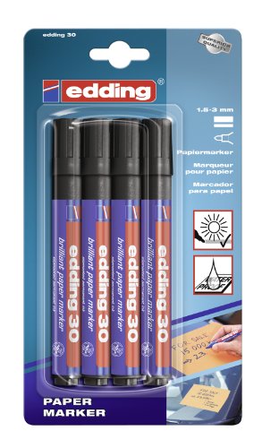 Edding 4-30-4-1001 Pigmentmarker 30 Brilliant Paper Marker, 1.5-3 mm, schwarz Edding 4-30-4-1001 Pigmentmarker 30 Brilliant Paper Marker, 1.5-3 mm, schwarz von edding