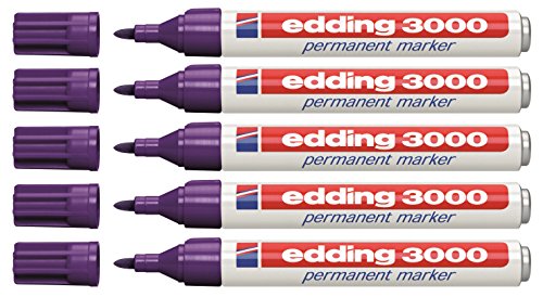 Edding 4-3000008 Sparpack Permanentmarker, nachfüllbar, 1, 5 - 3 mm (5, violett) von edding