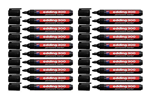 Edding 4-300001 300 Industry Permanent Marker - Rundspitze - Beschriftung von Karton, Metall, Gummi und Glas, schwarz (1,5-3 mm, 20er Pack) von edding