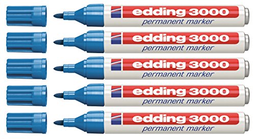 Edding 4-3000010 Sparpack Permanentmarker, nachfüllbar, 1, 5 - 3 mm (5, hellblau) von edding