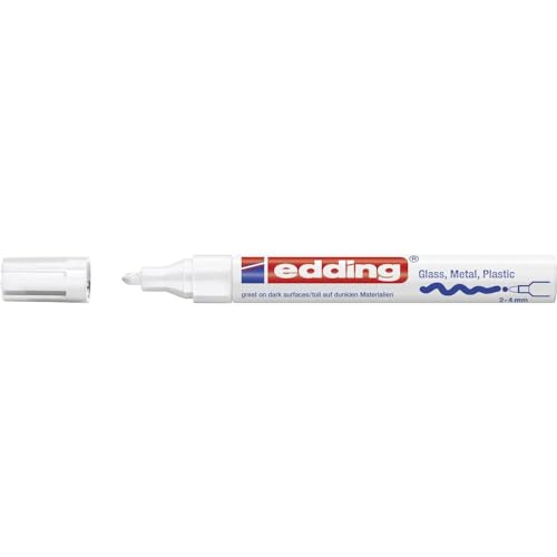 Edding 4-750-9-049 Marker Malerei 750 mittlere Spitze Zeichnung Tinte lackiert blickdicht alle Arten Materialien robust Wärme 2 – 4 mm weiss von edding