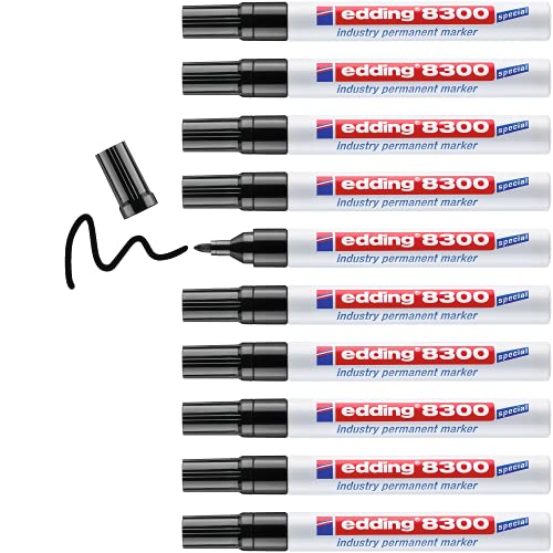 edding 8300 Industrie Permanentmarker - schwarz - 10 Stifte - Rundspitze 1,5-3 mm - zum permanenten Markieren von leicht öligen und staubigen Oberflächen edding 8300 Industrie Permanentmarker - schwarz - 10 Stifte - Rundspitze 1,5-3 mm - zum permanenten Markieren von leicht öligen und staubigen Oberflächen von edding