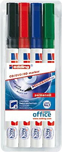 Edding 4–8400–4 Permanent Marker (schwarz, blau, grün, rot, multicolor) von edding