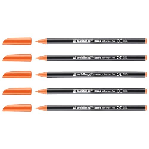 Edding 5 Filzstifte, feine Spitze, 1200, Orange, 1 mm Edding 5 Filzstifte, feine Spitze, 1200, Orange, 1 mm von edding