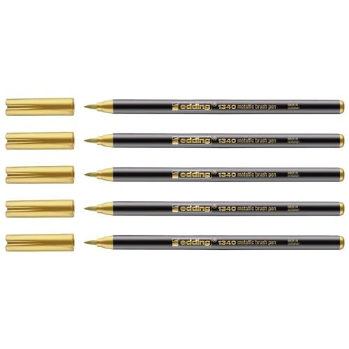 Edding 5 Filzstifte 1340 Gold Metallic Pinselspitze 1-6 mm von edding