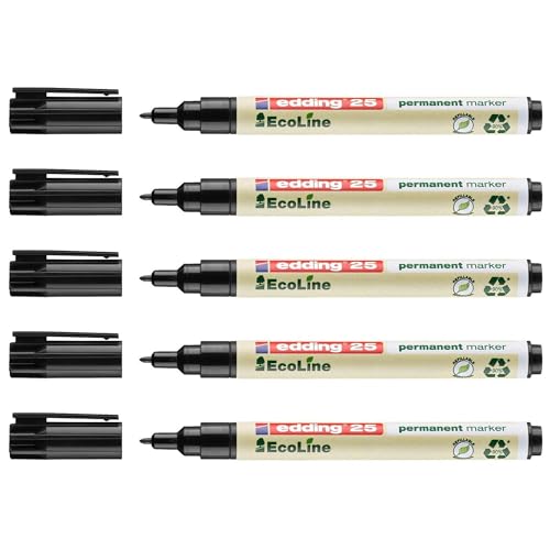 Edding Permanent Marker 25 Ecoline schwarz, 1 mm, 5 Stück Edding Permanent Marker 25 Ecoline schwarz, 1 mm, 5 Stück von edding